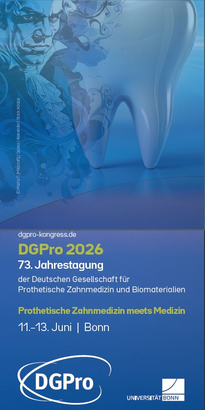 Flyer DGPro 2026 – 73. Jahrestagung „Prothetische Zahnmedizin meets Medizin“, 11.–13. Juni, Bonn
